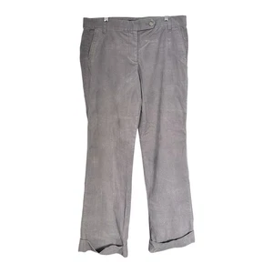 J.Crew Women Sz 8 Gray Corduroy City Fit Stretch Pockets Flat Front Cuffed Pants - Picture 1 of 7