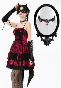 Dark In Love Women Gothic Punk Style Necklace Gem Decoration Black Lace Choker - Bild 1 von 13