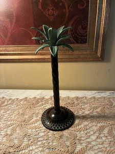 Vintage Metall tropische Palme Kegel Kerzenhalter 12 1/2" hoch - Bild 1 von 6