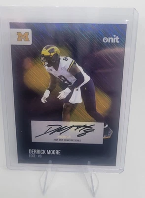 2025 Michigan Wolverines ONIT Athlete Derrick Moore Blue Shimmer Auto Autograph - Image 1 of 2
