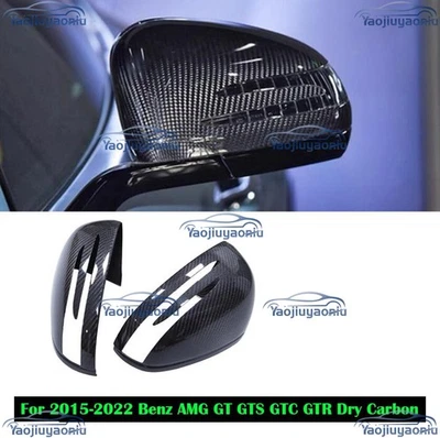 Para Benz AMG GT GTS GTC GTR 2015-2022 Carbono Seco Puerta Lateral Espejo Cubierta Borde 2P Foto 1 de 4