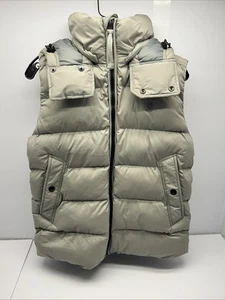 G-Star Raw Amsterdam Puffer Vest w Detachable Hood Taupe Front Zip Men M New - Picture 1 of 12