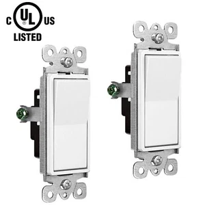 2× Single Pole Light Switches On/Off Rocker Interrupter Self-Grounding UL Listed - Picture 1 of 12