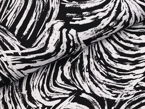 Jersey viscosa jersey tessuto palme astratte BIANCO su NERO EUR 13,98/m - Foto 1 di 2