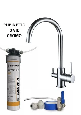 KIT FILTRAZIONE EVERPURE 4C EV960112 FILTRO CON RUBINETTO 3 VIE ACQUA RACCORDI - Immagine 1 di 2