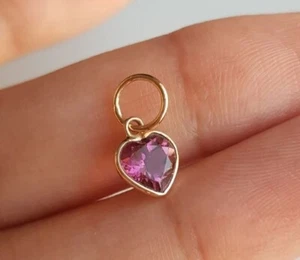 Natural Amethyst Heart 18k gold Charm, Gold charm for bracelet and earring, Gift - Picture 1 of 10