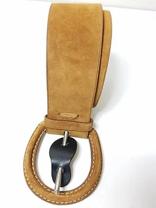 Ralph Lauren  Women's Covered-Buckle Suede Brown Wide Belt Size L - Picture 1 of 4