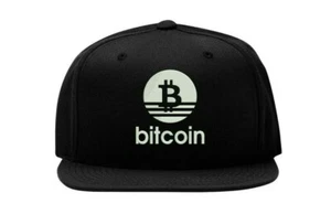 Bitcoin Old School Logo Snapback Baseball Cap Fullcap Flat Bill Hat Hip Hop - Picture 1 of 4