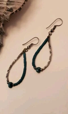 Howlite Liquid Silver Hoop Earrings  Item  999 - Image 1 of 3