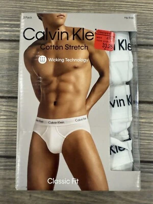 Calvin Klein Cotton Stretch Classic Fit 3-Pack Hip Briefs S White - Image 1 of 3