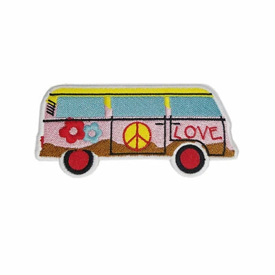 Love Van 70s hippie retro boho weed love applique iron-on embroidered patch new - Image 1 of 4