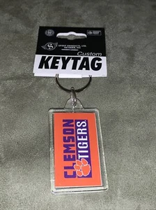 Clemson Tigers Orange Rectangular Acrylic Key Tag Chain. New. Custom. - Picture 1 of 2
