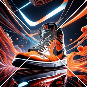 Nike Orange & Black Custom Air Jordan Portrait ART Digital Image Photo Wallpaper - Picture 1 of 3