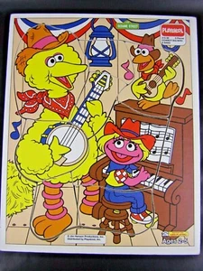 Playskool Cowboy Big Bird Band 8 piece Childrens wooden jigsaw puzzle Henson - Picture 1 of 10