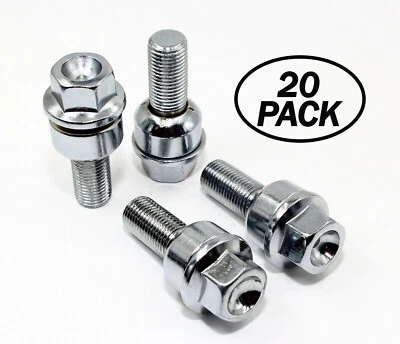 20 14x1.5 R14 Veritek Chrome Washer Lug Bolts Ball Seat for Porsche Factory 19mm - Image 1 of 4