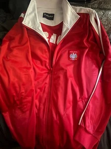Classic Poland Polska Retro Football Red Jacket XXL Zipped Men's Vintage Saluto - Picture 1 of 4