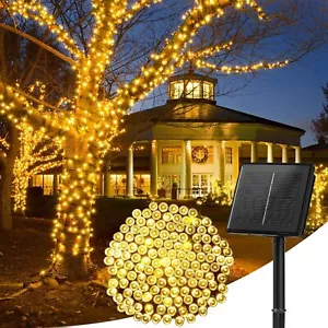 100 LED String Fairy Lights Solar Powered Outdoor Christmas Xmas Tree Garden - Picture 1 of 11
