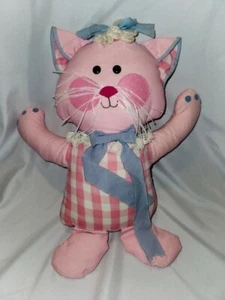 VTG Happenings in Boutiques Pink Check Kitten Cat Plush Stuffed Toy - Picture 1 of 17