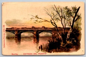 Postkarte International Spanien Sevilla Brücke Hafen Eingang - Bild 1 von 2