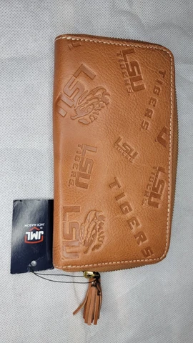 NWT LSU TIGERS LEATHER JML SIDELINE CLUTCH PURSE OFFICIALLY LICENSED MSRP $85 Cover