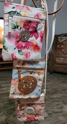 SET OF 3 PURSES •  MIMI & JULES LOT • FLORAL CROSSBODY BAGS  FAUX LEATHER SMALL  - Image 1 of 4