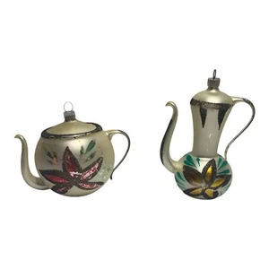 2 Vintage Glass Coffee Pot Ornaments - Made In West Germany Teapot Teapots - Picture 1 of 14