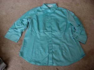 Camicia blusa donna verde COLDWATER CREEEK senza rughe manica 3/4 grande 14 - Foto 1 di 1