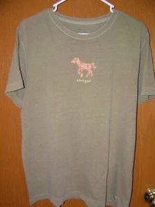 NEU ORIGINAL LIFE IS GOOD SAGE GREEN HORSE KURZARM T-SHIRT LARGE L - Bild 1 von 3