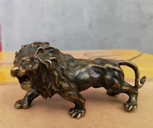 collectable Antique bronze copper lion lions foo fu dog Lucky decoration statues - Picture 1 of 5