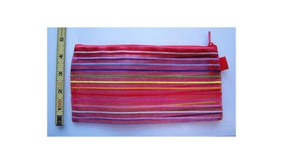 RED Rainbow Striped Cosmetic Toiletry Bag Make up Hand Case Organizer Pouch - Image 1 of 2