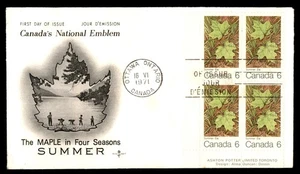MayfairStamps Canada FDC 1971 Plate Summer Maple Leaves National Emblem Rose Cra - Picture 1 of 2