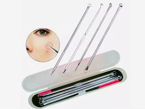 4Pcs Stainless Steel Blackhead Remover Facial Pimple Needle Acne Extractor DD - Imagen 1 de 1