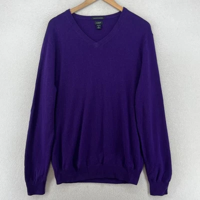 Suéter J.CREW Para Hombres L Cachemira Italiana Calce Ajustado Cuello en V Pullover Jersey Púrpura Foto 1 de 4