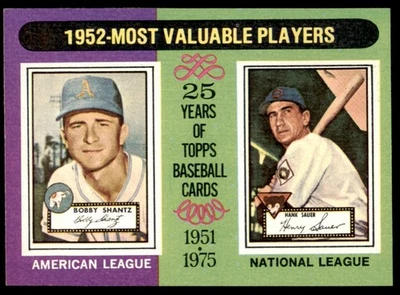 1975 Topps 1952 MVPs Shantz/Sauer #190 NM-MT or BETTER - Image 1 of 2