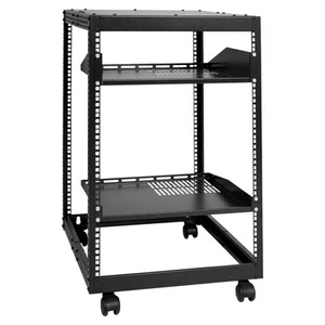 15U 4 Post Open Frame Server Rack Network Enclosure 23''-40'' Adjustable - Picture 1 of 12