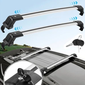 2x Cestino da Tetto Auto Portapacchi Universale Portapacchi Regolabile Alluminio - Foto 1 di 9