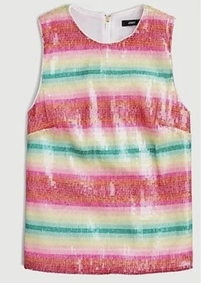 Top J Crew Sin Mangas Sandía Rayas Lentejuelas Talla Grande Nuevo   Foto 1 de 4