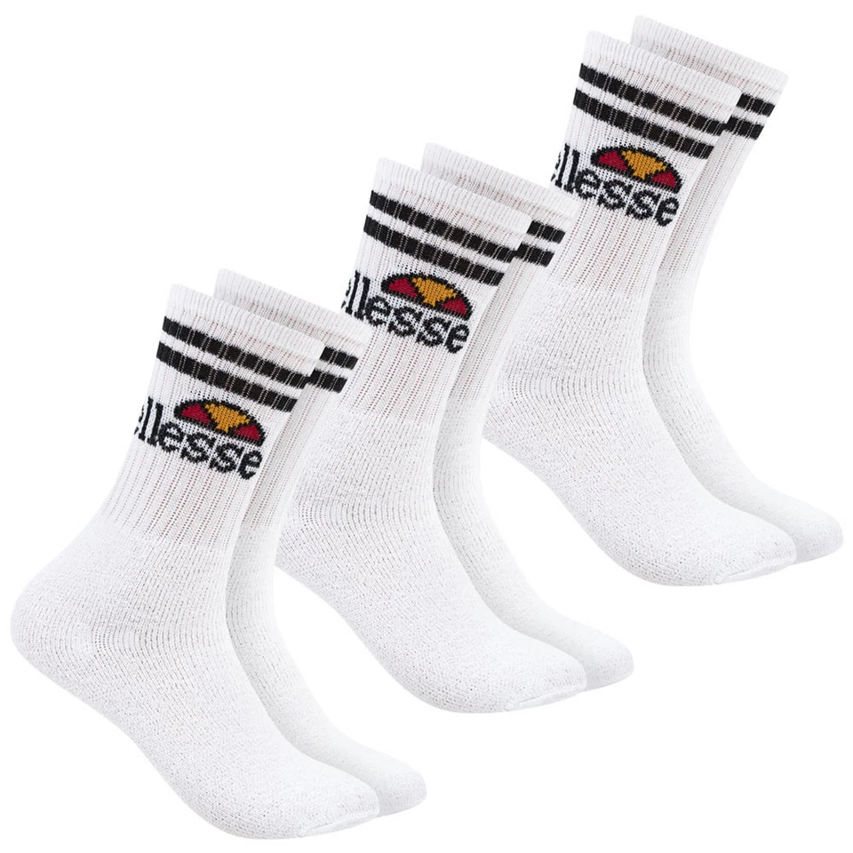 ellesse Vulloni Unisex Socken 3 Paar Regular Passform Casual Freizeit weiß neu
