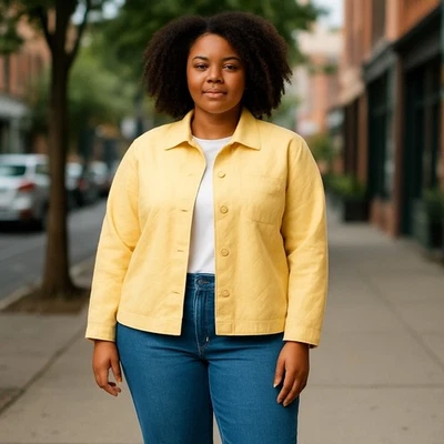 Chaqueta informal Classic Elements 20/22 amarillo pálido floral textura en relieve Foto 1 de 4