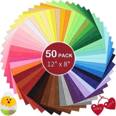 50 Colors Stiff Felt Sheets 8×12in DIY Craft Fabric for Sewing Patchwork - Image 1 of 4