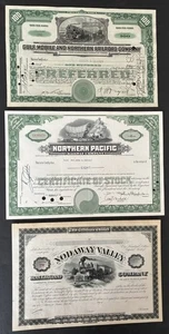 Certificados de stock de Northern Pacific, Nodaway, Gulf Mobile Northern Railroad - Imagen 1 de 1