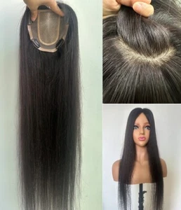 5"X5" MONO with Silk Top Cap, Virgin Human Fine Hair Topper For Women 10"~30“ - Picture 1 of 18