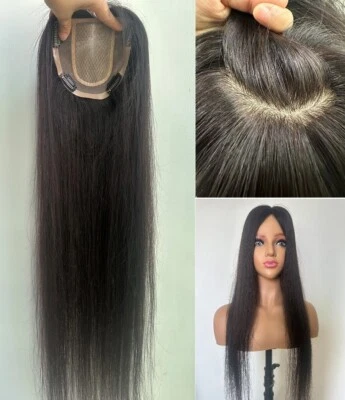 5"X5" MONO with Silk Top Cap, Virgin Human Fine Hair Topper For Women 10"~30“ - Image 1 of 4