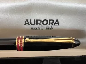 Aurora Stift Kugel Roller Ipsilon Schwarz Glänzend Profile Vergoldet Schreibt - Bild 1 von 9