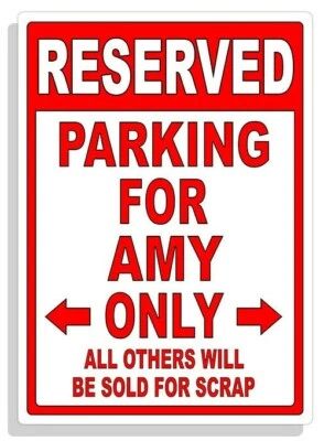 Personalized Parking Sign Wall Decal Metal Sign No Parking Customized for Amy - Image 1 of 4