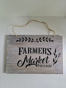 Wall Sign " Farmers Market " Advertising For Fruits Vegetables Rustic Farm - Picture 1 of 1