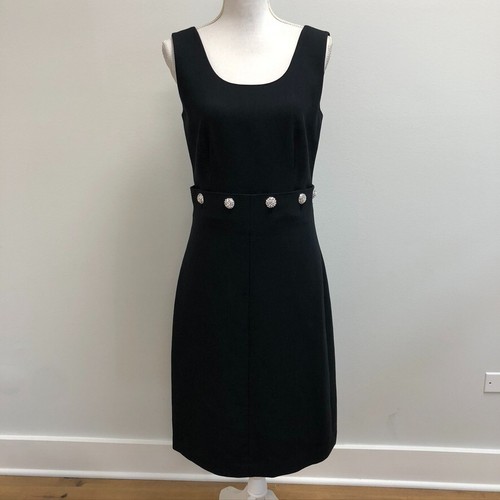 Abito Tory Burch Fremont Shift donna 6 nero borchie senza maniche business