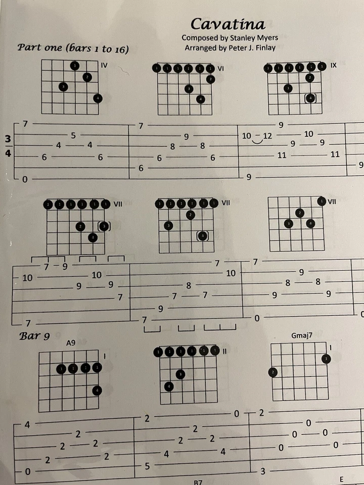 Guitar Tablature - Cavatina - Peter Finlay - Image 1 of 1