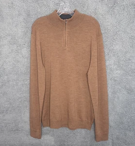 Nordstrom Pullover Herren groß braun Merinowolle Pullover 1/4 Reißverschluss langarm - Bild 1 von 8