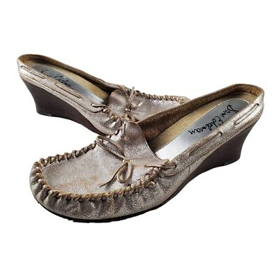 Sam Edelman Women's Metallic Silver Leather Slip On Moccasin Wedge Mule Size 9.5 - Image 1 of 4